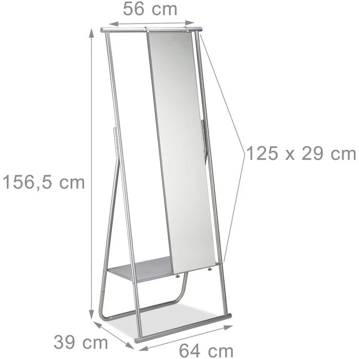 Relaxdays Garderobenständer 10022580, Mit Ablage & Spiegel, Metall, Silber 8 Relaxdays Garderobenständer 10022580, Mit Ablage & Spiegel, Metall, Silber – Bild 8