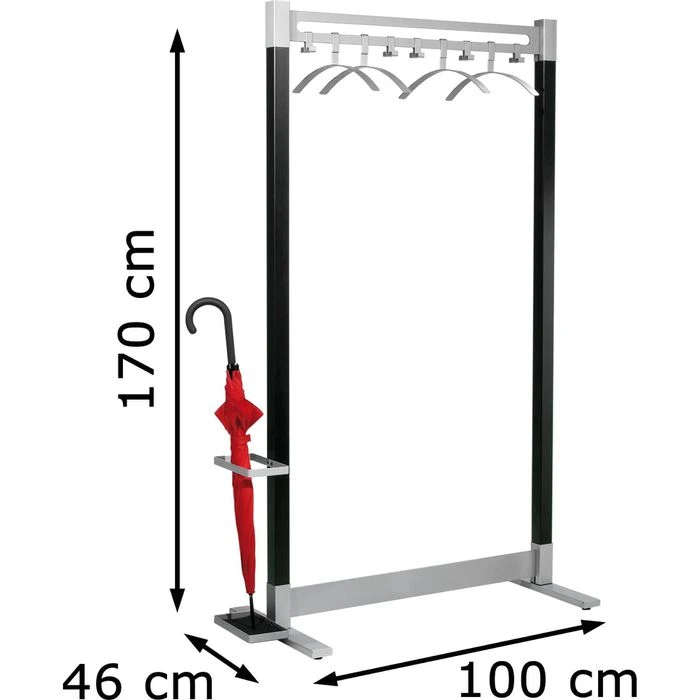 Kerkmann Garderobenständer Montana, 6552, Metall, Schwarz / Silber 2 Kerkmann Garderobenständer Montana, 6552, Metall, Schwarz / Silber – Bild 2