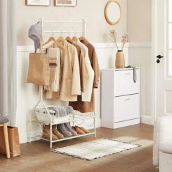 Songmics Garderobenständer HSR07W, Mit Schuhablage, Metall, Weiß -Angebote HausGlanz Store 85cc235561af0de927ce2bc9cf6bea770b48455d garderobenstaender songmics hsr07w