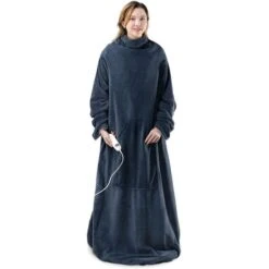 Navaris Heizdecke Snuggy, Mit Ärmeln, Dunkelblau, 9 Temperaturen, Abschaltautomatik, 195 X 125cm