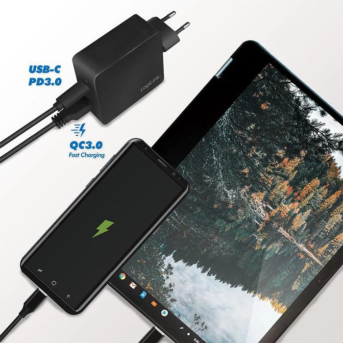 LogiLink USB-Ladegerät PA0220, 18W, 3A, Schwarz, 1x USB C, 1x USB A, 2 Port 2 LogiLink USB-Ladegerät PA0220, 18W, 3A, Schwarz, 1x USB C, 1x USB A, 2 Port – Bild 2