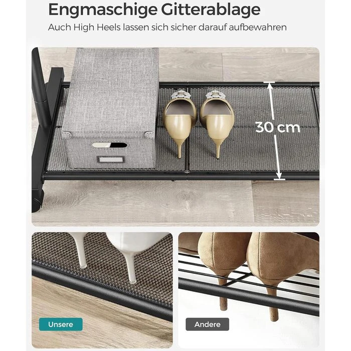 Songmics Garderobenständer HSR25BK, Bis 40 Kg, Mit Rollen & Ablage, Metall, Schwarz 4 Songmics Garderobenständer HSR25BK, Bis 40 Kg, Mit Rollen & Ablage, Metall, Schwarz – Bild 4