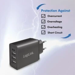 LogiLink USB-Ladegerät PA0221, 27W, 3A, Schwarz, 1x USB C, 3x USB A, 4 Port -Angebote HausGlanz Store 8d37c5ed0aaa2a4906df71b2cb2d053281e209da usb ladegeraet logilink pa0221 27w 3a