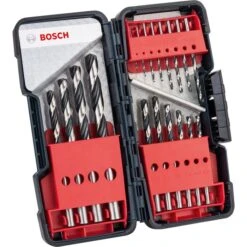 Bosch Bohrer PointTeQ ToughBox, 2608577350, 18-teiliges Set, 1-10mm, HSS DIN 338 Metallbohrer