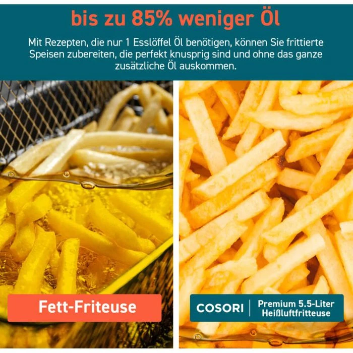 Cosori Fritteuse Premium XXL, CP158-AF-RXL, 1700 W, Heißluftfritteuse, Ohne Öl, Für 5,5 Liter 7 Cosori Fritteuse Premium XXL, CP158-AF-RXL, 1700 W, Heißluftfritteuse, Ohne Öl, Für 5,5 Liter – Bild 7