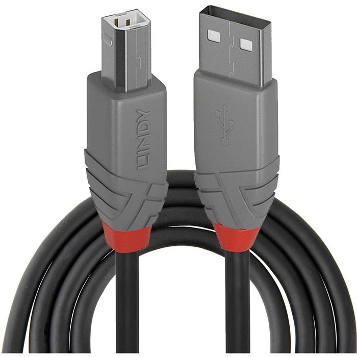 Lindy USB-Kabel 36675 Anthra Line, USB 2.0, 5 M, Anschlusskabel, A Stecker / B Stecker 1 Lindy USB-Kabel 36675 Anthra Line, USB 2.0, 5 M, Anschlusskabel, A Stecker / B Stecker