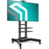 Onkron TV-Ständer TS1552-BLK, Schwarz, TV-Standfuß,32-65 Zoll, Mit Zwischenboden & Rollen
