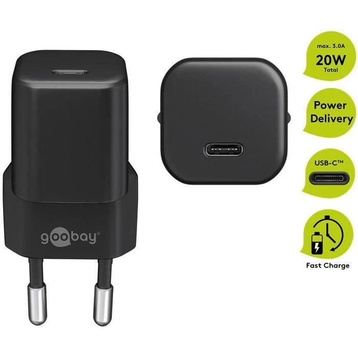 Goobay USB-Ladegerät Nano 59357, 20W, 3A, Schwarz, 1x USB C, 1 Port 3 Goobay USB-Ladegerät Nano 59357, 20W, 3A, Schwarz, 1x USB C, 1 Port – Bild 3