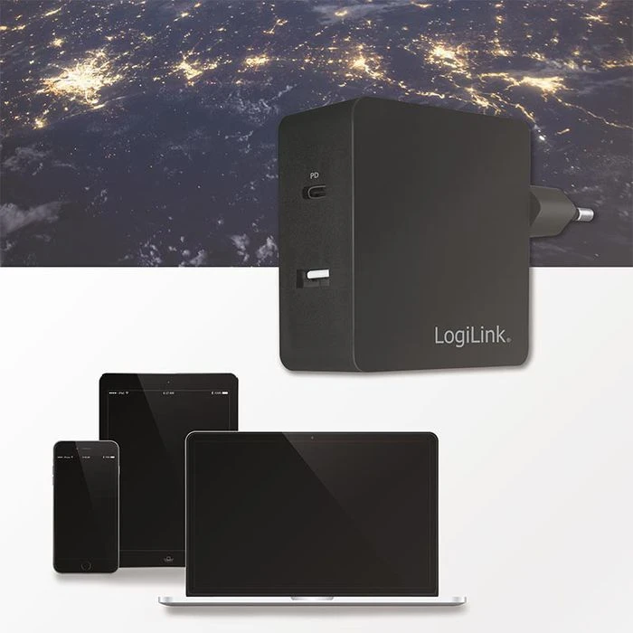 LogiLink USB-Ladegerät PA0213, 65W, 3,25A, Schwarz, 1x USB C, 1x USB A, 2 Port 4 LogiLink USB-Ladegerät PA0213, 65W, 3,25A, Schwarz, 1x USB C, 1x USB A, 2 Port – Bild 4