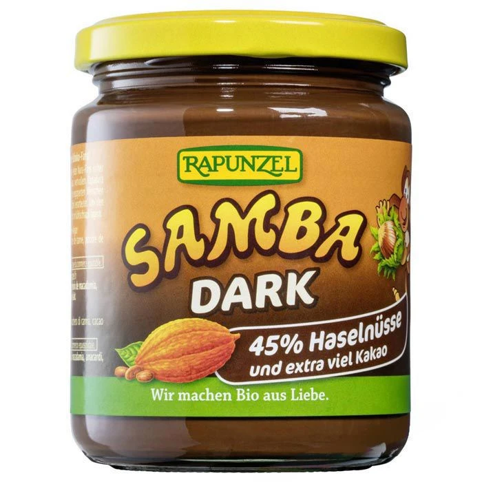 Rapunzel Brotaufstrich Samba Dark, BIO, Zartbitter Schoko-Nuss-Creme, 250g 1 Rapunzel Brotaufstrich Samba Dark, BIO, Zartbitter Schoko-Nuss-Creme, 250g
