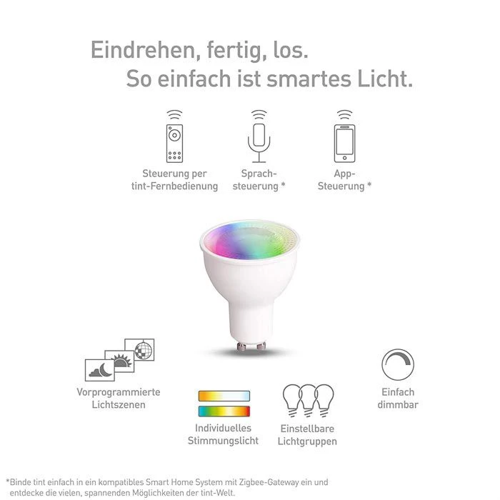 Müller-Licht LED-Lampe Tint GU10, Weiß + Farbig, 6 Watt (50W), Dimmbar 2 Müller-Licht LED-Lampe Tint GU10, Weiß + Farbig, 6 Watt (50W), Dimmbar – Bild 2