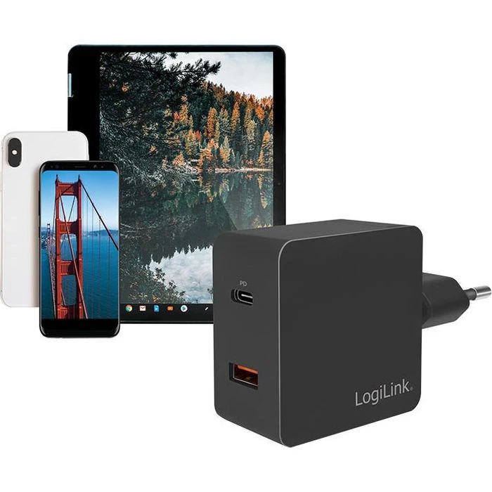 LogiLink USB-Ladegerät PA0220, 18W, 3A, Schwarz, 1x USB C, 1x USB A, 2 Port 4 LogiLink USB-Ladegerät PA0220, 18W, 3A, Schwarz, 1x USB C, 1x USB A, 2 Port – Bild 4