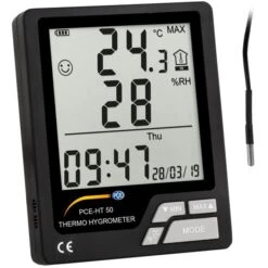 PCE Thermometer HT 50, Innen/außen, Digital, Mit Hygrometer, Mit Externem Fühler