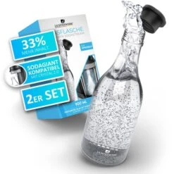 Lichtenwerk Karaffe SodaGiant Glasflasche, Set, Mit Deckel, 2x 0,9 Liter
