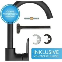 Bächlein Küchenarmatur Schwarz Matt, Hochdruck, 360° Schwenkbar, Rundbogenauslauf -Angebote HausGlanz Store b3d03762a521d2c582faf5959bbc08fee7970ed5 kuechenarmatur baechlein schwarz matt