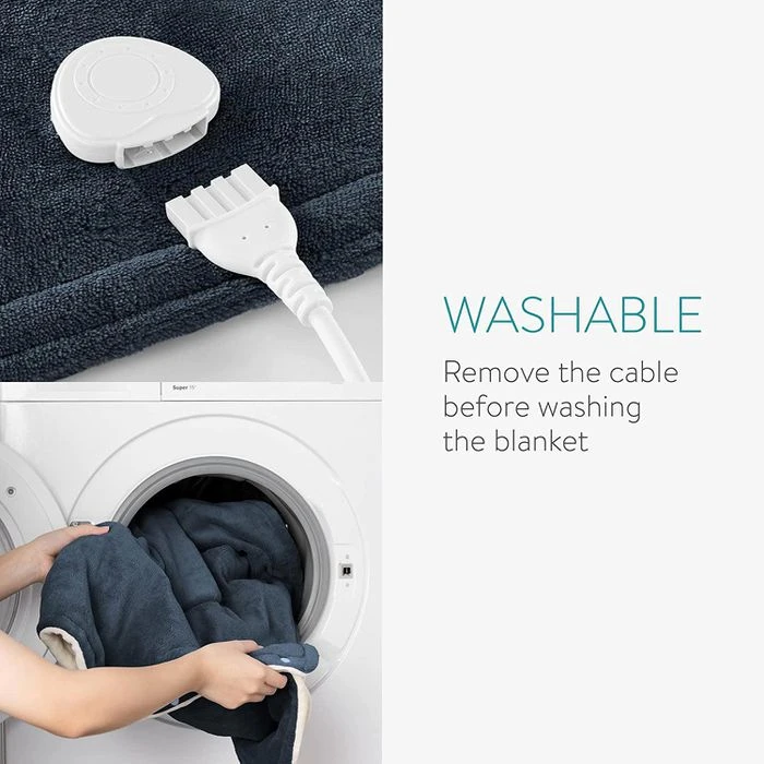 Navaris Heizdecke Snuggy, Mit Ärmeln, Dunkelblau, 9 Temperaturen, Abschaltautomatik, 195 X 125cm 4 Navaris Heizdecke Snuggy, Mit Ärmeln, Dunkelblau, 9 Temperaturen, Abschaltautomatik, 195 X 125cm – Bild 4