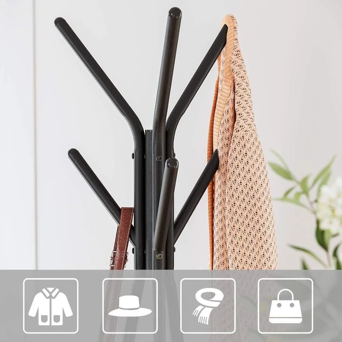 Vasagle Garderobenständer RCR16BX, Vintage, Mit 6 Haken, Metall / Holz, Schwarz / Braun 4 Vasagle Garderobenständer RCR16BX, Vintage, Mit 6 Haken, Metall / Holz, Schwarz / Braun – Bild 4