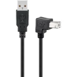 Goobay USB-Kabel 95118 USB 2.0 90°, 5 M, Schwarz, Anschlusskabel, A Stecker / B Stecker Abgewinkelt
