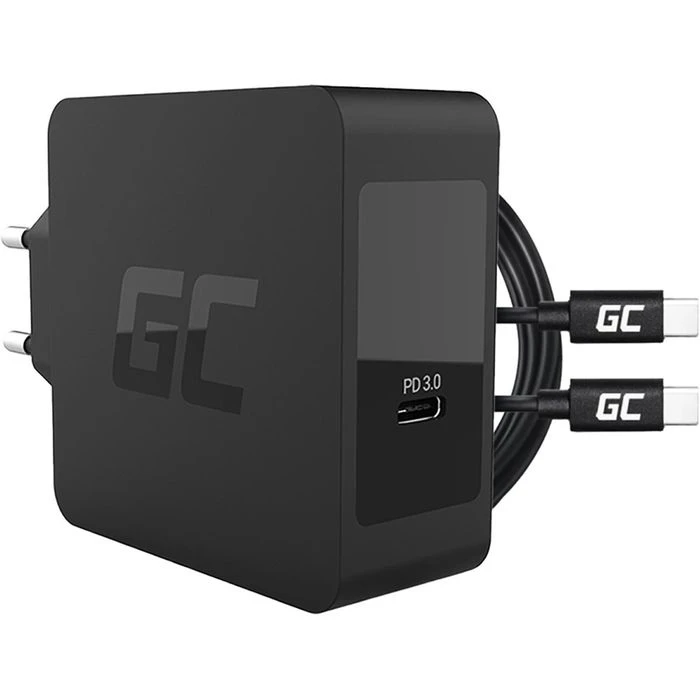 Green-Cell USB-Ladegerät Charger, CHAR09, 60W, 3A, Schwarz, 1x USB C, 1 Port, Mit USB-C Kabel 1 Green-Cell USB-Ladegerät Charger, CHAR09, 60W, 3A, Schwarz, 1x USB C, 1 Port, Mit USB-C Kabel