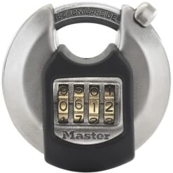 Master Lock Master-Lock Vorhängeschloss M40EURDNUM, 70mm, 4-fach Zahlenschloss, Wetterfest, Level 8, Grau