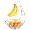 Relaxdays Obstschale 10020446, Metall, Silber, 29,5 X 42 X 32 Cm, Mit Bananenhalter