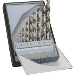 Bosch Bohrer Robust Line, 2607010535, 10-teiliges Set, 1-10mm, HSS-G DIN338 Metallbohrer