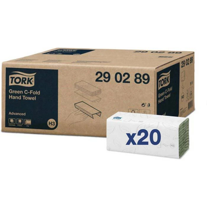 Tork Papierhandtücher Advanced, 290289, H3, Grün, 2-lagig, Lagen-Falz, 25 X 41,4 Cm, 1920 Stück 1 Tork Papierhandtücher Advanced, 290289, H3, Grün, 2-lagig, Lagen-Falz, 25 X 41,4 Cm, 1920 Stück