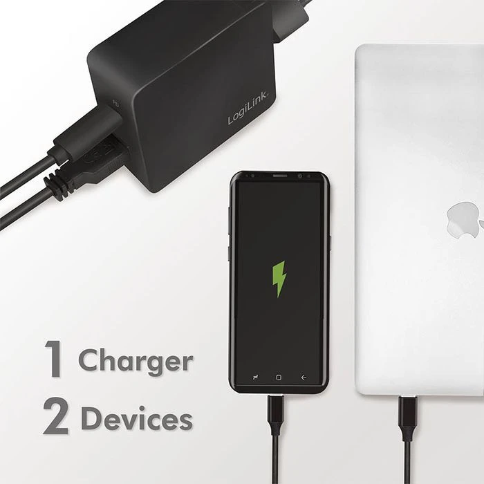 LogiLink USB-Ladegerät PA0213, 65W, 3,25A, Schwarz, 1x USB C, 1x USB A, 2 Port 3 LogiLink USB-Ladegerät PA0213, 65W, 3,25A, Schwarz, 1x USB C, 1x USB A, 2 Port – Bild 3