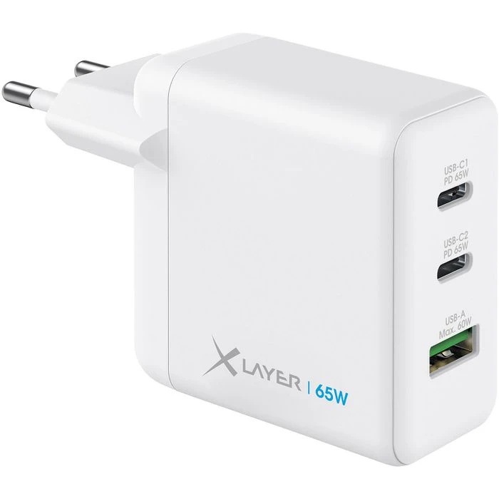 XLayer USB-Ladegerät 219587 GaN 65W, 5A, Weiß, 2x USB C, 1x USB A, 3 Port 1 XLayer USB-Ladegerät 219587 GaN 65W, 5A, Weiß, 2x USB C, 1x USB A, 3 Port