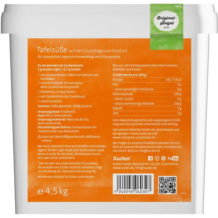 Xucker Zuckerersatz Light, 100 Prozent Erythrit, Kalorienfrei, Aus Frankreich, 4,5kg 3 Xucker Zuckerersatz Light, 100 Prozent Erythrit, Kalorienfrei, Aus Frankreich, 4,5kg – Bild 3