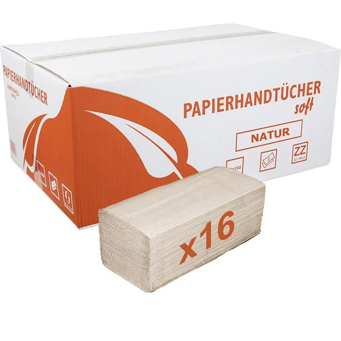 Papierhandtücher 2lagig 25x23 Natur Zick-Zack-Falz 3200 Stück 1 Papierhandtücher 2lagig 25x23 Natur Zick-Zack-Falz 3200 Stück