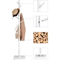 Vasagle Garderobenständer RCR010W02, Mit 8 Haken, Holz, Weiß -Angebote HausGlanz Store cd173b44973391d62a94b01a7a55acb3274dc99c garderobenstaender vasagle rcr010w02