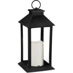 Relaxdays Laterne Flackern Mit LED-Licht, Für Außen, Kunststoff, Glas, Höhe 30 Cm