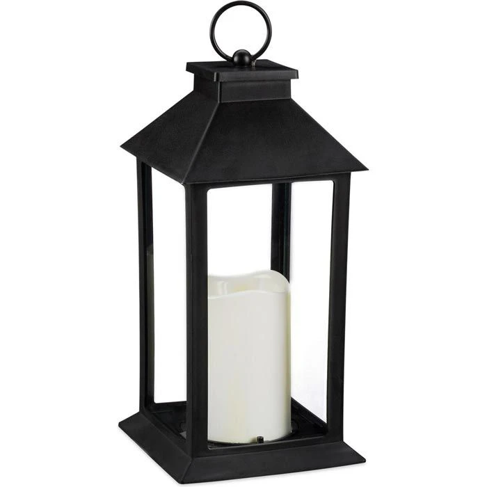 Relaxdays Laterne Flackern Mit LED-Licht, Für Außen, Kunststoff, Glas, Höhe 30 Cm 1 Relaxdays Laterne Flackern Mit LED-Licht, Für Außen, Kunststoff, Glas, Höhe 30 Cm