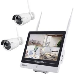 Inkovideo IP-Kamera AL3003-2 WLAN Outdoor Set, 2 MP, 2 Kameras Inkl. NVR Mit Display