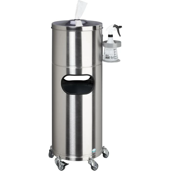 VAR Handtuchspender 2016, Desinfektionsstation, Abfallkorb, Rollenhandtücher, Fahrbar, Edelstahl 1 VAR Handtuchspender 2016, Desinfektionsstation, Abfallkorb, Rollenhandtücher, Fahrbar, Edelstahl
