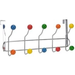 Böttcher-AG Kleiderhaken Für Die Tür, Metall / Kunststoff, Silber / Bunt, 10 Haken