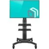 Onkron TV-Ständer TS2551-BLK, Schwarz, TV-Standfuß,32-55 Zoll, Mit Zwischenboden & Rollen