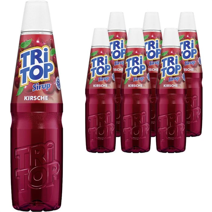 TRiTOP Sirup Kirsche, Für Ca. 29L Fertiggetränk, Je 600ml, 6 Flaschen 1 TRiTOP Sirup Kirsche, Für Ca. 29L Fertiggetränk, Je 600ml, 6 Flaschen