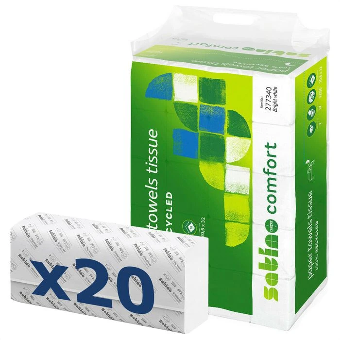 Satino Papierhandtücher Comfort 277340, Weiß, 2-lagig, Interfold-Falz, 20,6 X 32 Cm, 3000 Stück 1 Satino Papierhandtücher Comfort 277340, Weiß, 2-lagig, Interfold-Falz, 20,6 X 32 Cm, 3000 Stück