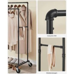 Songmics Garderobenständer HSR60B, Bis 110 Kg, Mit Rollen, Metall, Schwarz -Angebote HausGlanz Store d9a6a08be98e7331b5ae0a8190cb37f50690fe2f garderobenstaender songmics hsr60b bis 110 kg