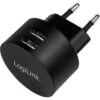 LogiLink USB-Ladegerät PA0218, 10,5W, 2,1A, Schwarz, 2x USB A, 2 Port