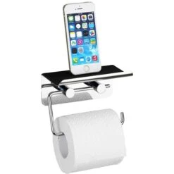 Wenko Toilettenpapierspender 21809100, Edelstahl, Für 1 Kleinrolle, Mit Ablage, Silber