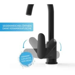 Bächlein Küchenarmatur Schwarz Matt, Hochdruck, 360° Schwenkbar, Rundbogenauslauf -Angebote HausGlanz Store ddabb3441b83a568f08c213c4386b2ced0665328 kuechenarmatur baechlein schwarz matt