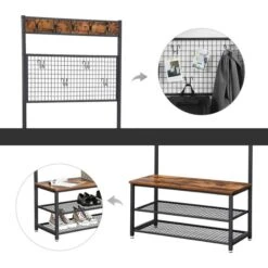 Vasagle Garderobenständer HSR46BX, Vintage, Mit 14 Haken, Metall / Holz, Schwarz / Braun -Angebote HausGlanz Store df0ea32861a2e658b1c847e8de629ea3d574f5d3 garderobenstaender vasagle hsr46bx vintage