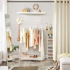 Songmics Garderobenständer HSR07W, Mit Schuhablage, Metall, Weiß -Angebote HausGlanz Store e01591a894ffd72c2edee03481d412227b895f64 garderobenstaender songmics hsr07w