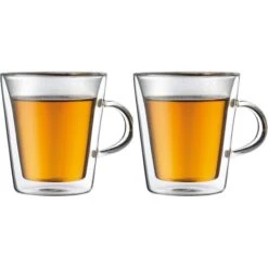 Bodum Kaffeegläser Canteen 10325-10, Doppelwandig, Mit Henkel, 200ml, 2 Stück