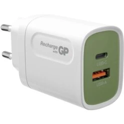 GP USB-Ladegerät Batteries 20WP, 20W, 3A, Weiß, 1x USB C, 1x USB A, 2 Port