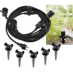 ChiliTec Strom-Verlängerungskabel Mit Erdspieß, 15m, 5 X Schutzkontakt, Außen IP44, Schwarz -Angebote HausGlanz Store ea5756c3f353258c7dd772622eade60d549ff43a strom verlaengerungskabel chilitec mit erdspiess