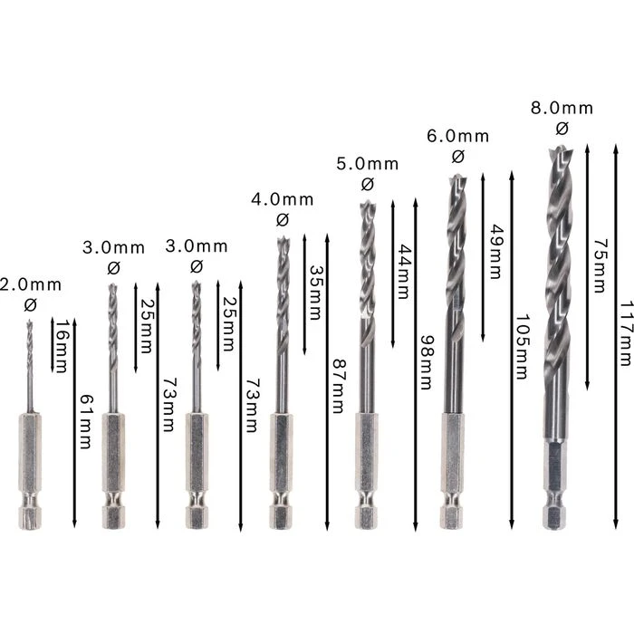 Bosch Bohrer Robust Line, 2607019923, 7-teiliges Set, 2-8mm, Holzbohrer 2 Bosch Bohrer Robust Line, 2607019923, 7-teiliges Set, 2-8mm, Holzbohrer – Bild 2